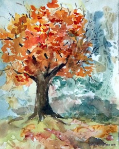 Day 19. Autumn in progress. 9" x 12" watercolor.