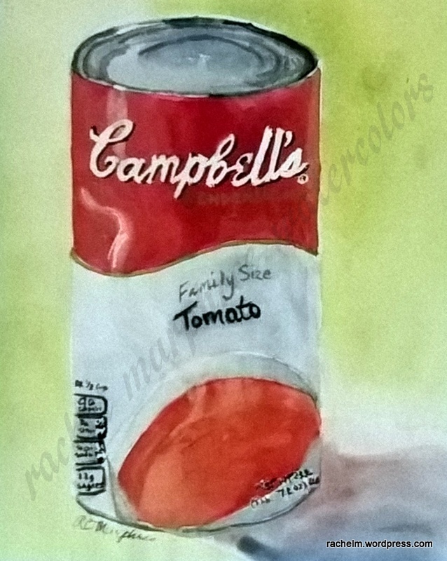 watercolor of campbells soup can